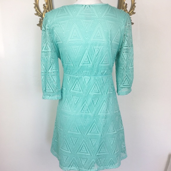 LEL Mint/Aqua Lace Dress Size M/L - Picture 5 of 7